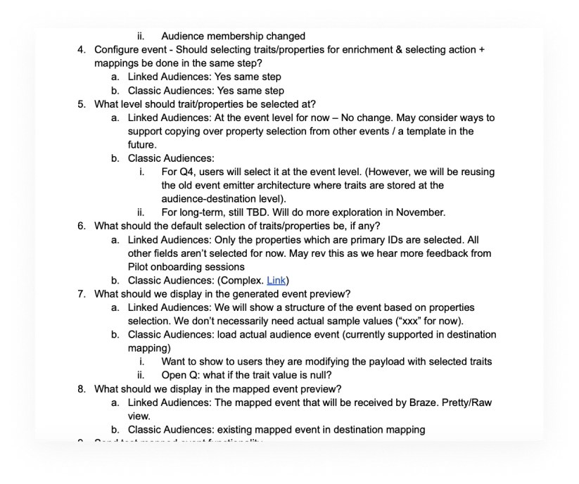 More shared decision notes: configuring events, trait selection and event previews.