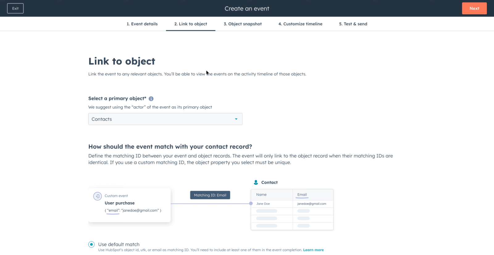 Link an event to an object using a matching ID