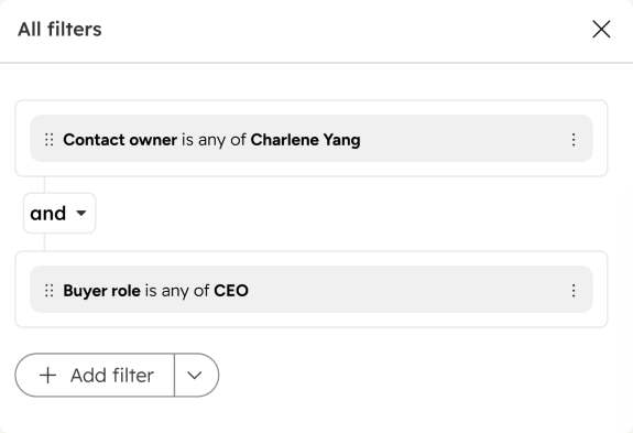 Unified filter editor with nested conditions